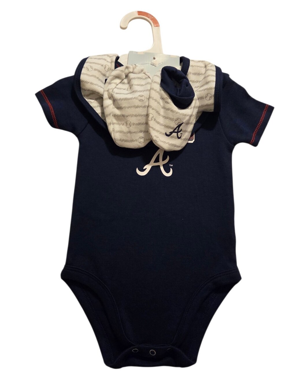 Mlb Atlanta Braves Baby Onesie Bib Booties Set